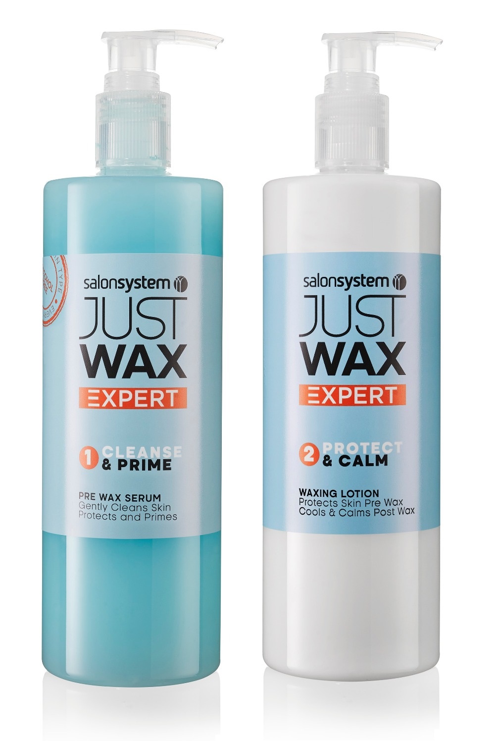 Salon System Just Wax Expert Cleanse & Prime and Protect & Calm 